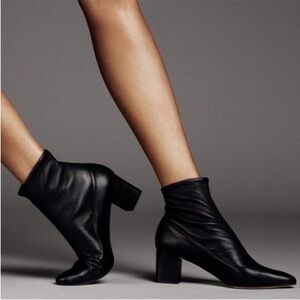 NIB Tamara Mellon Caress Ankle Boots Sock Stretch Nappa Leather Black Sz 39.5